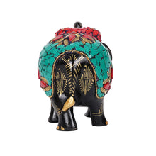 Hand-Painted Decorative Elephant Figurine – Turquoise Mosaic & Floral Art