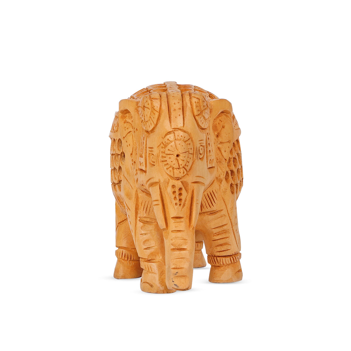 Handcrafted Wooden Elephant Figurine with Jali (Lattice) Work – Rajasthani Wood Art