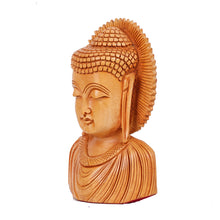 Handcrafted Wooden Buddha Bust Sculpture