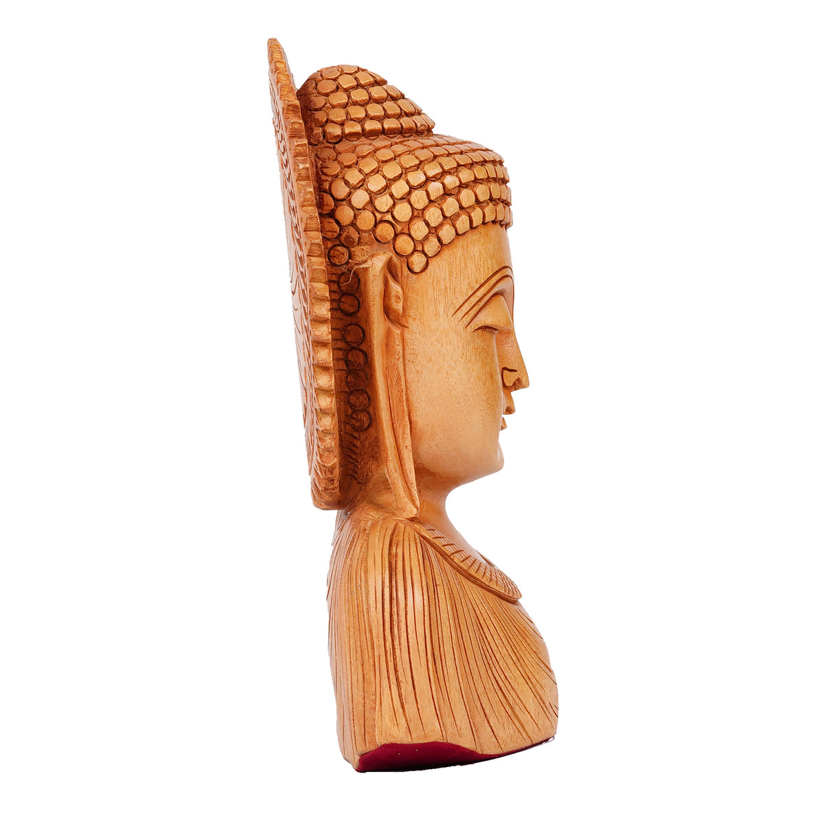 Handcrafted Wooden Buddha Bust Sculpture