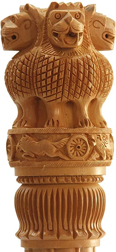Handcrafted Wooden Ashoka Pillar (Stambh) Figurine – National Emblem of India | Patriotic Décor