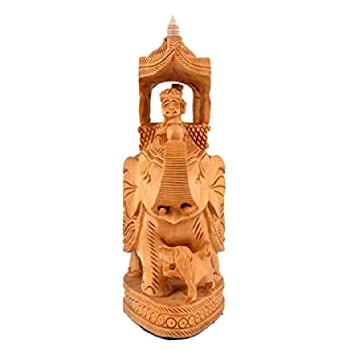 Handcrafted Wooden Elephant with Howdah & Baby Elephant – Detailed Indian Wood Sculpture