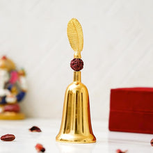 Gold Puja Bell & Shankh Gift Set in Red Velvet Box