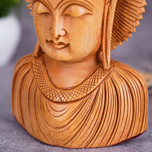 Handcrafted Wooden Buddha Bust Sculpture