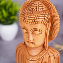 Handcrafted Wooden Buddha Bust Sculpture