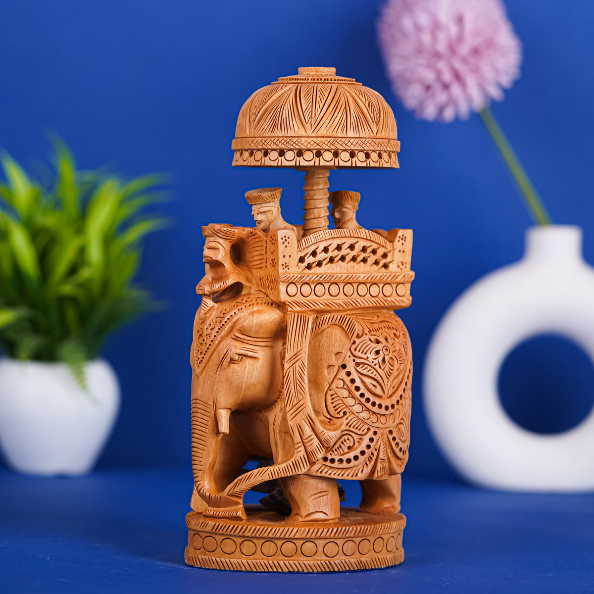 Handcrafted Wooden Elephant Figurine – Traditional Indian Handicraft