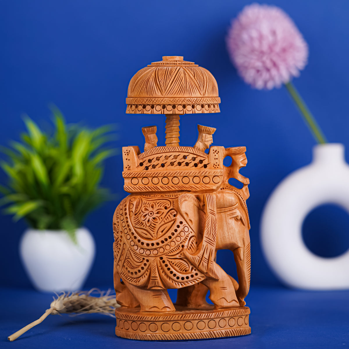 Handcrafted Wooden Elephant Figurine – Traditional Indian Handicraft