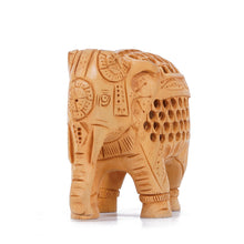 Handcrafted Wooden Elephant Figurine with Jali (Lattice) Work – Rajasthani Wood Art