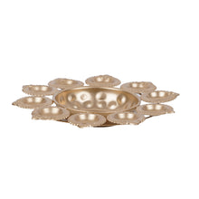 Gold Lotus Urli Diya Holder — 9 Diya Decorative Thali
