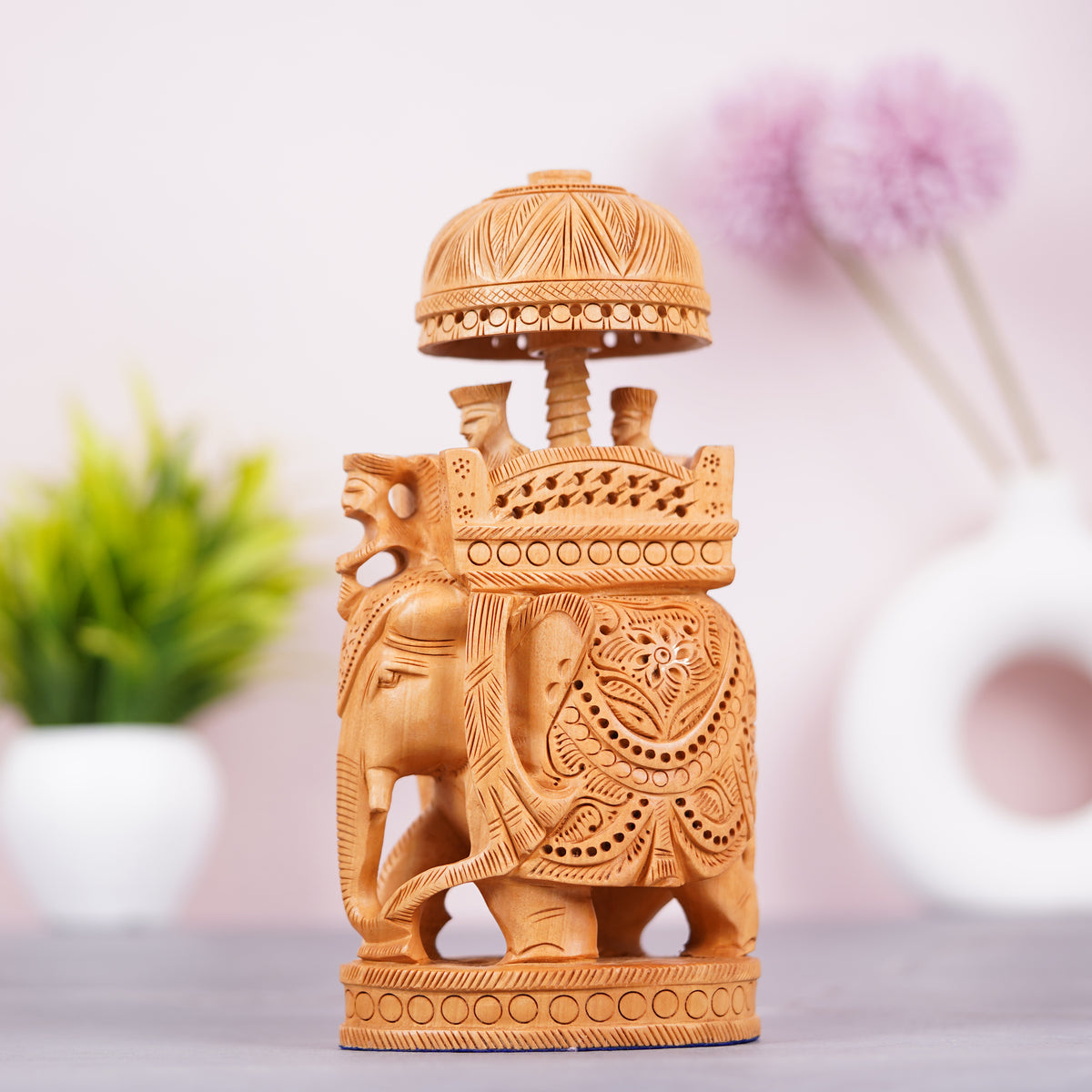 Handcrafted Wooden Elephant Figurine – Traditional Indian Handicraft