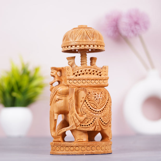 Handcrafted Wooden Elephant Figurine – Traditional Indian Handicraft