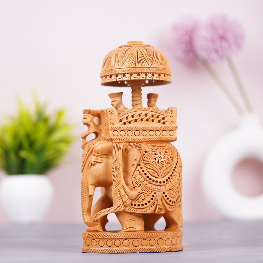 Handcrafted Wooden Elephant Figurine – Traditional Indian Handicraft