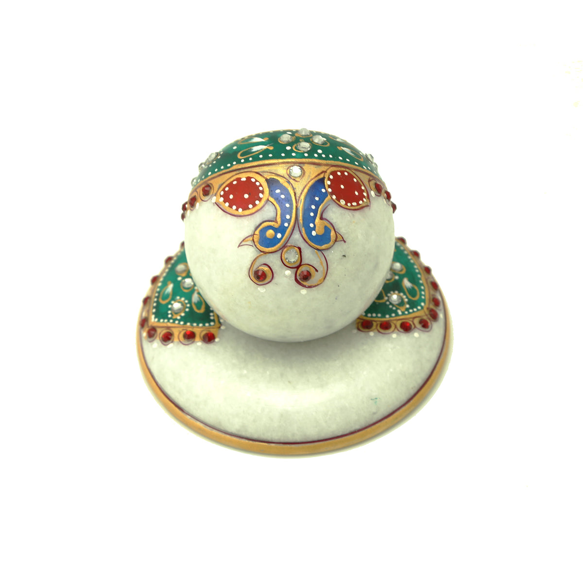 Handcrafted Marble Table Clock – Meenakari Floral Art | Indian Handicraft
