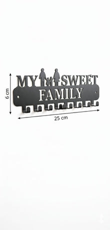 "My Sweet Family" Laser Cut Metal Wall Key Holder (7 Hooks)