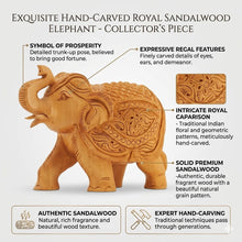 Handcrafted Wooden Elephant Figurine – Ornate Carved Showpiece with Raised Trunk for Good Luck & Home Décor