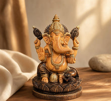 Dheesh Handcrafted Wooden Finish Lord Ganesha Idol 6Inch