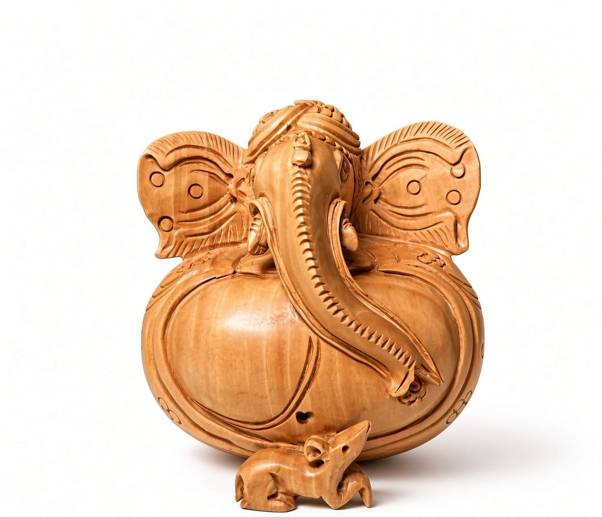 Dheesh Unique Round Belly Ganpati Showpiece with Mouse (Mushak) for Vastu, Decor & Gifting