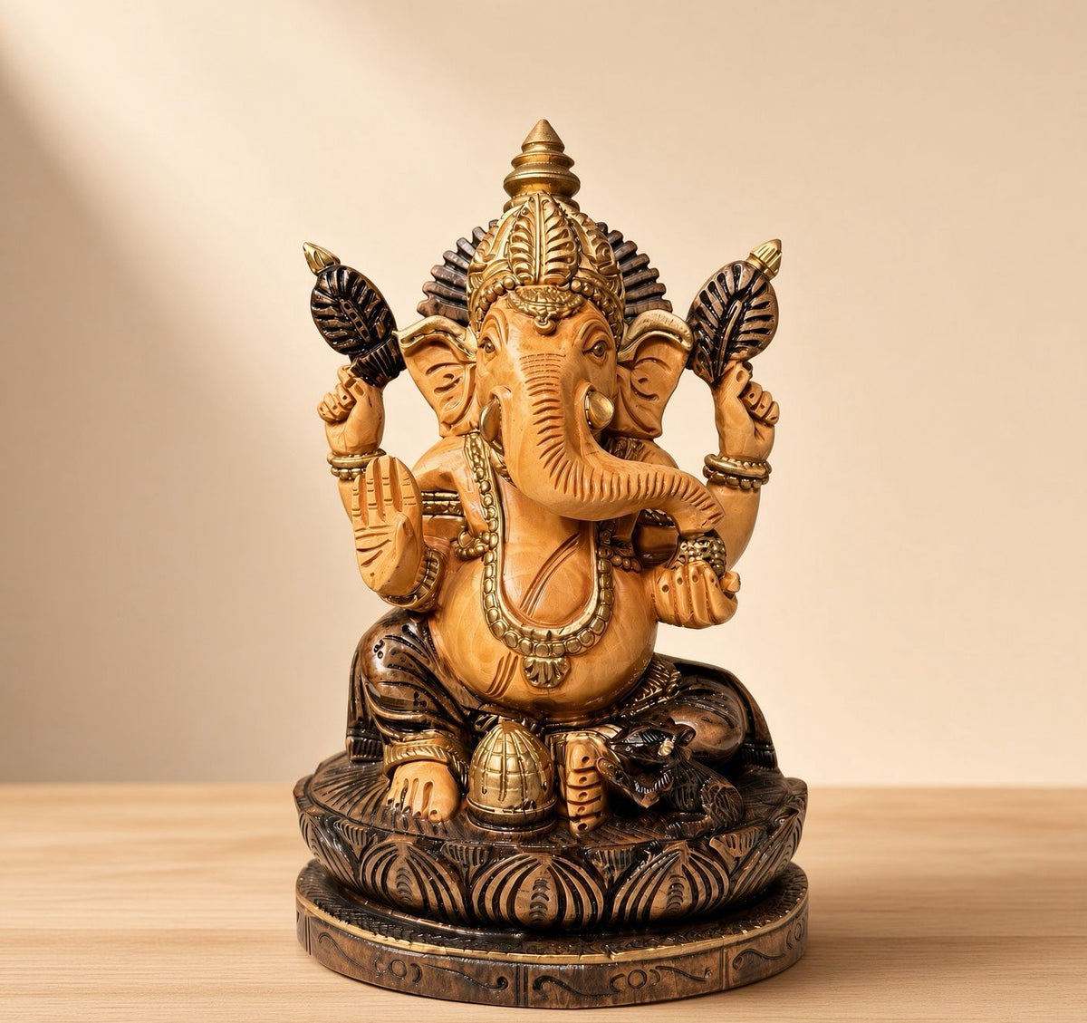 Dheesh Handcrafted Wooden Finish Lord Ganesha Idol 6Inch