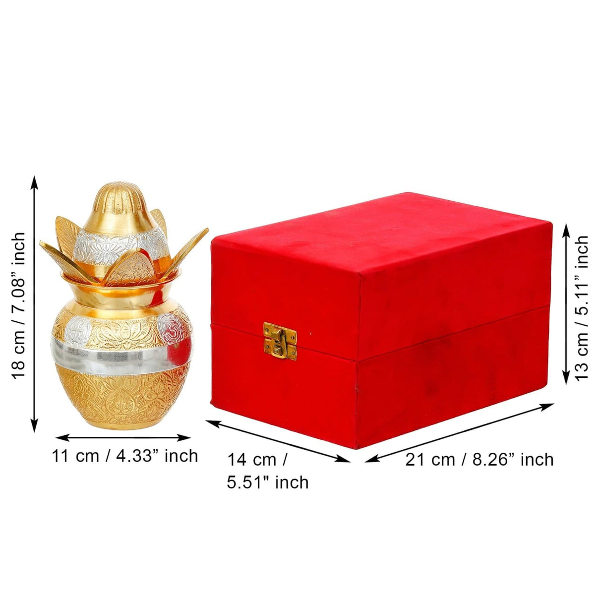Handcrafted Gold-Finish Kalash with Lotus Lid