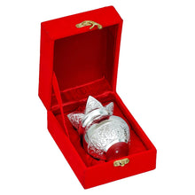 Silver-Finish Puja Kalash with Lotus Lid in Red Velvet Gift Box