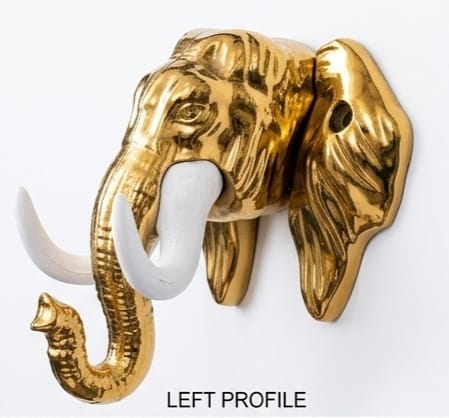 Golden Elephant Head Wall-Mounted Key Holder – Decorative Trunk Hook Organiser