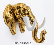 Golden Elephant Head Wall-Mounted Key Holder – Decorative Trunk Hook Organiser