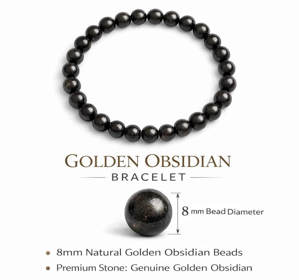 Sulemani Golden Obsidian Bracelet – 8mm Natural Beads | Inner Strength & Protection
