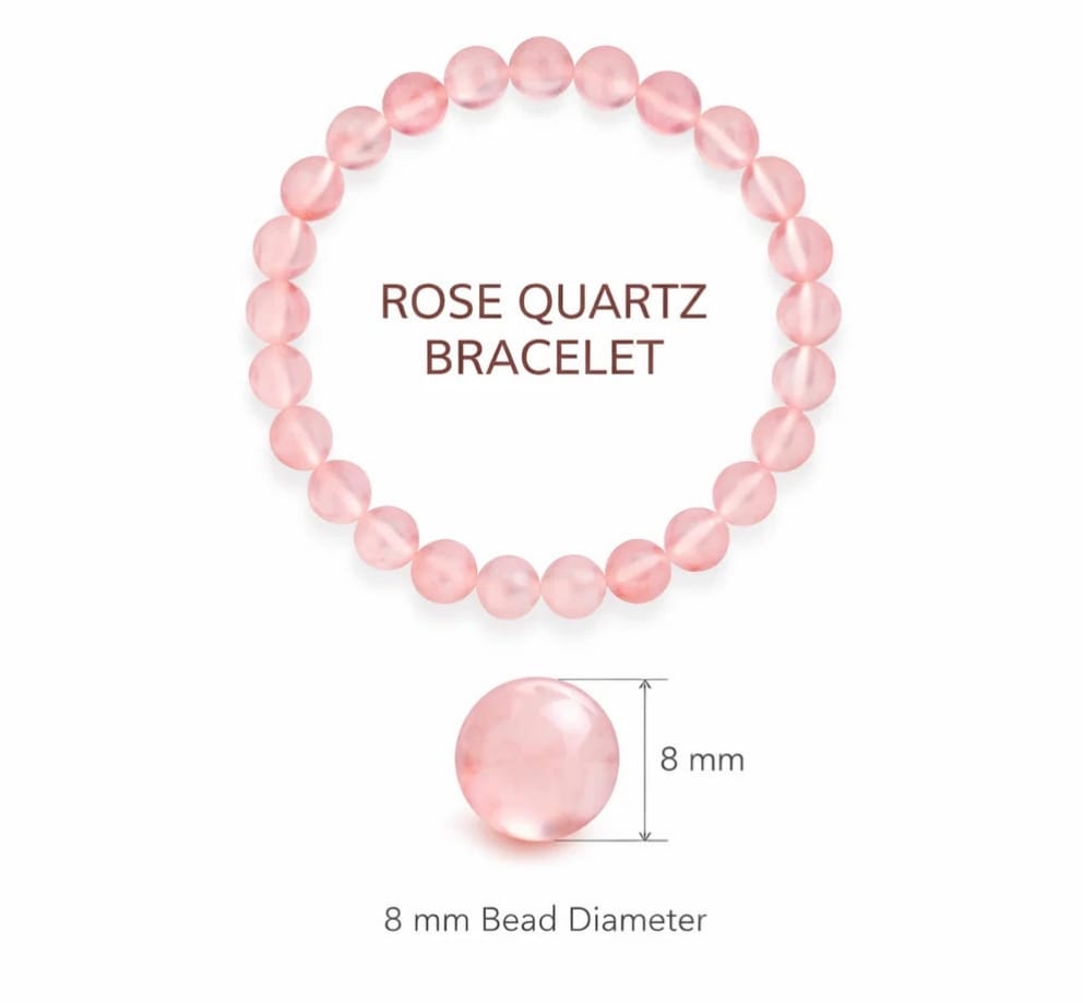 Natural Rose Quartz Crystal Bracelet – 8mm Beads | Love, Healing & Compassion Gemstone