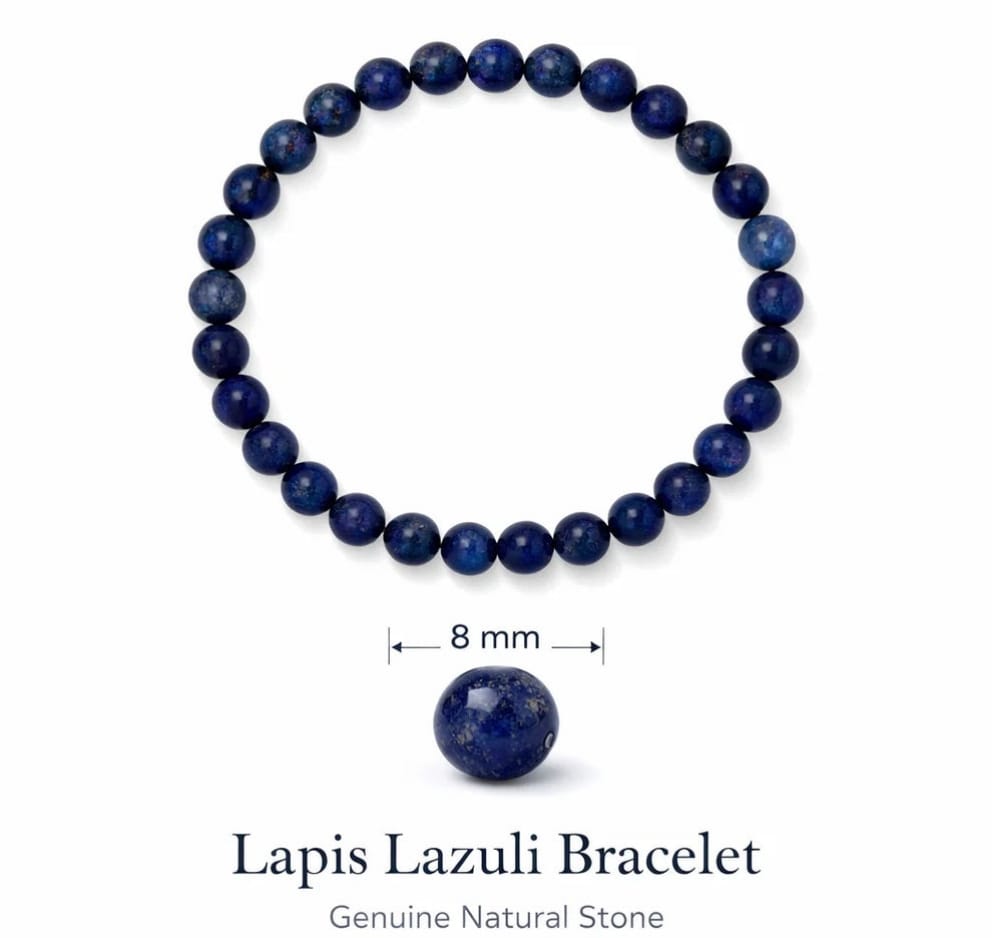 Natural Lapis Lazuli Bracelet – 8mm Genuine Stone Beads | Wisdom & Intuition Crystal