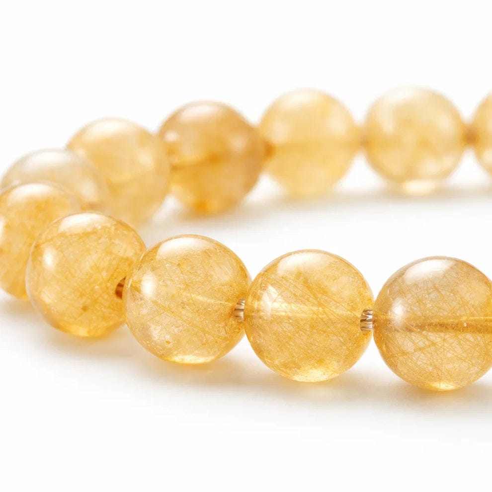 Natural Rutile Quartz Crystal Bracelet – 8mm Beads | Protection & Prosperity Gemstone
