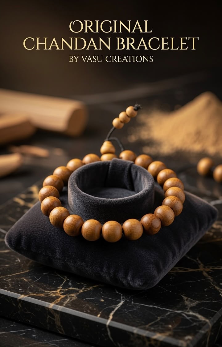 Original Chandan (Sandalwood) Bracelet – Natural Aromatic Wood Beads | Spiritual Jewellery