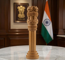 Handcrafted Wooden Ashoka Pillar (Stambh) Figurine – National Emblem of India | Patriotic Décor