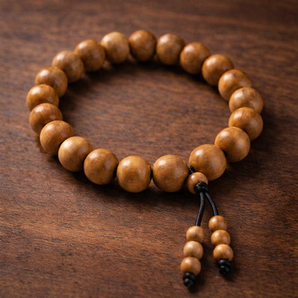 Original Chandan (Sandalwood) Bracelet – Natural Aromatic Wood Beads | Spiritual Jewellery