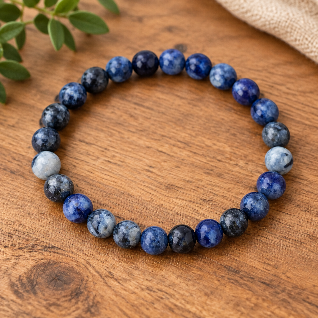 Natural Lapis Lazuli Bracelet – 8mm Genuine Stone Beads | Wisdom & Intuition Crystal