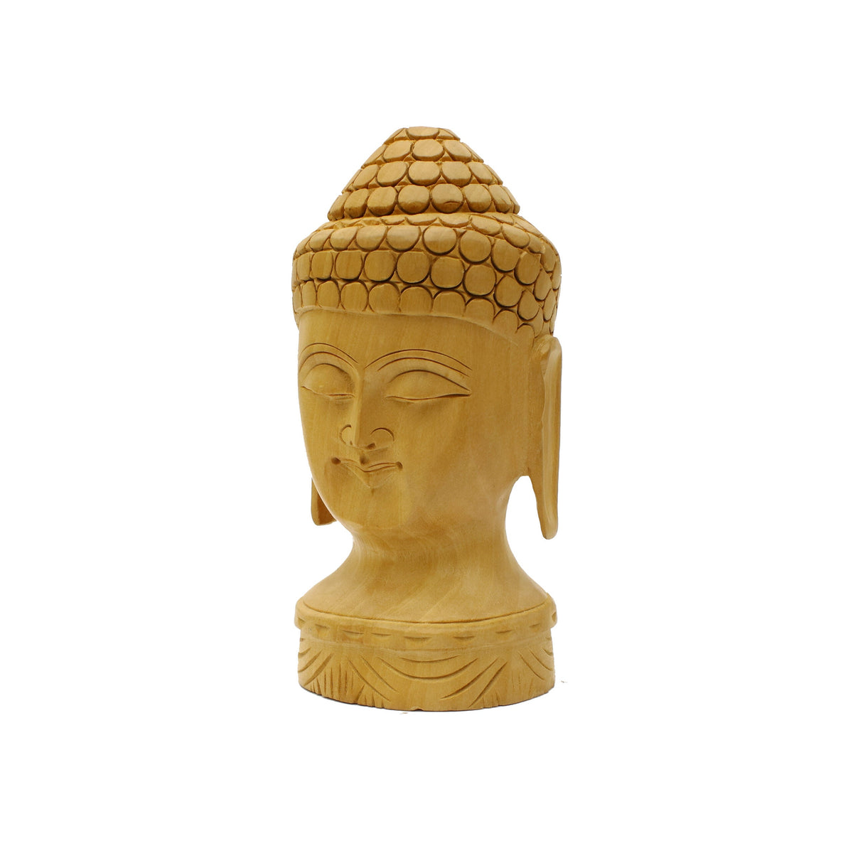 Handcrafted Wooden Buddha Head Idol Statue