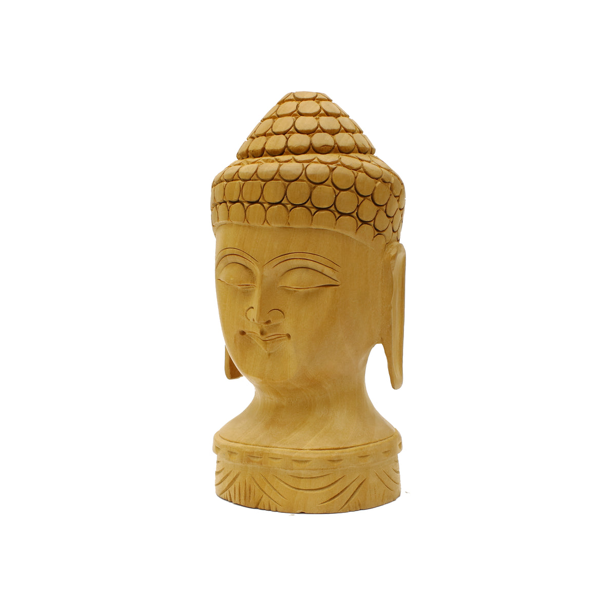 Handcrafted Wooden Buddha Head Figurine – Serene Meditating Idol | Peace & Mindfulness Décor