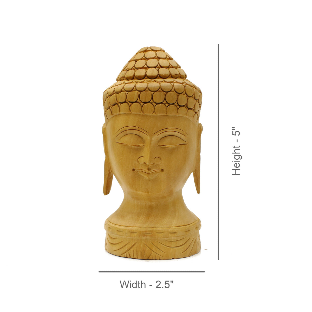 Handcrafted Wooden Buddha Head Idol Statue