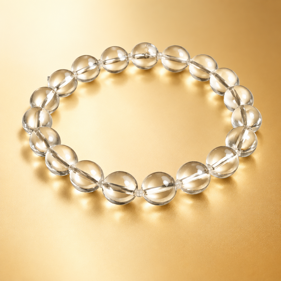 Natural Clear Quartz Crystal Bracelet – 8mm Beads | Energy & Clarity Healing Gemstone
