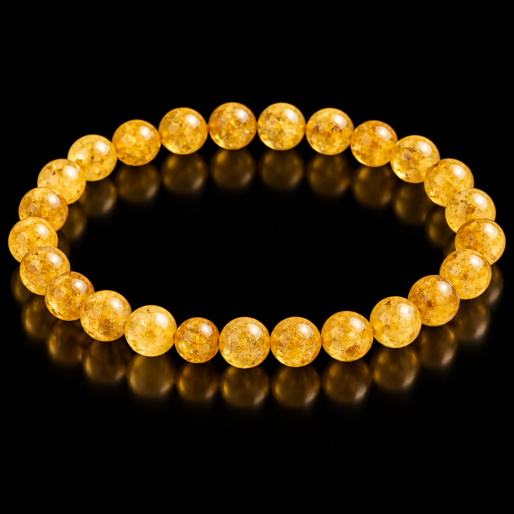 Natural Rutile Quartz Crystal Bracelet – 8mm Beads | Protection & Prosperity Gemstone