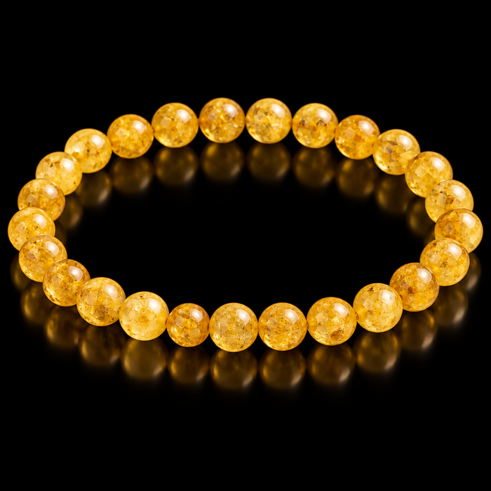 Natural Rutile Quartz Crystal Bracelet – 8mm Beads | Protection & Prosperity Gemstone
