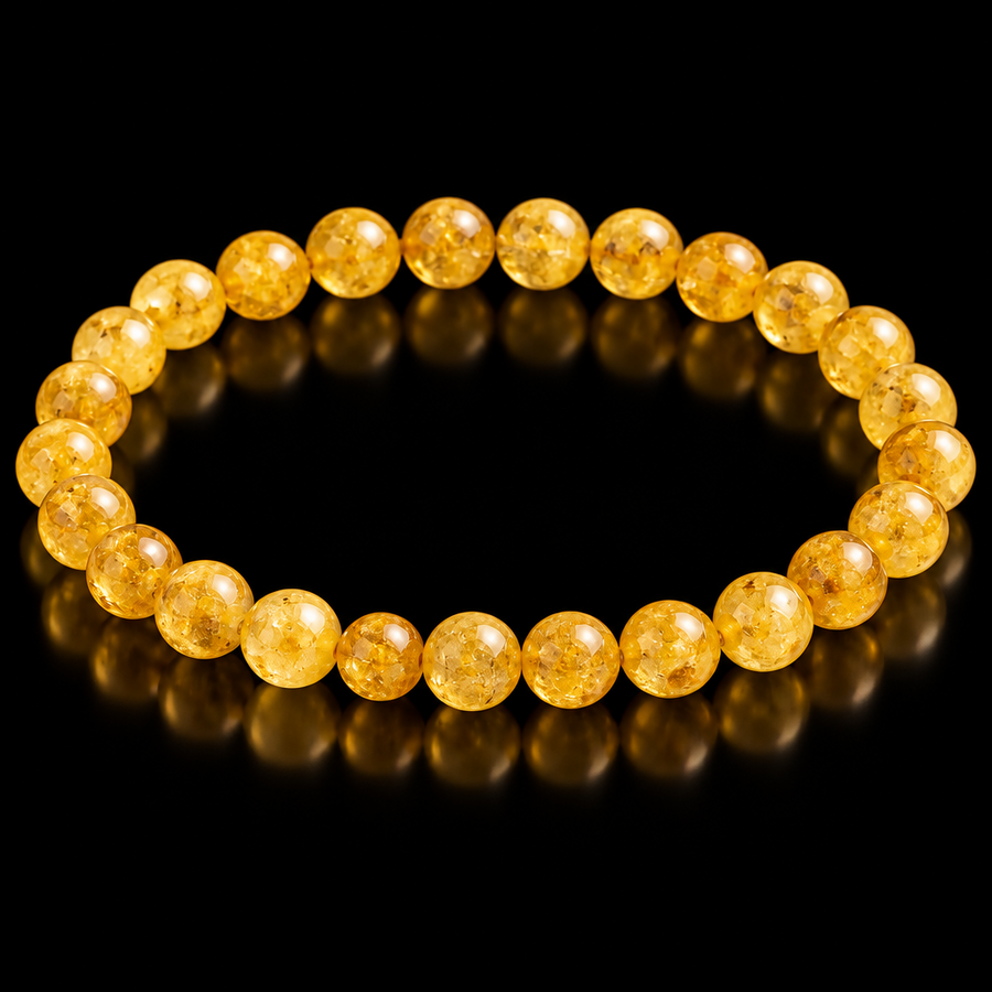 Natural Rutile Quartz Crystal Bracelet – 8mm Beads | Protection & Prosperity Gemstone