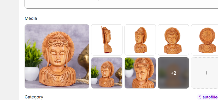 Handcrafted wooden Buddha bust sculpture with intricate carving and warm natural wood finish
