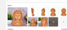 Handcrafted wooden Buddha bust sculpture with intricate carving and warm natural wood finish