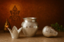 Handcrafted Silver-Finish Kalash with Lotus Lid